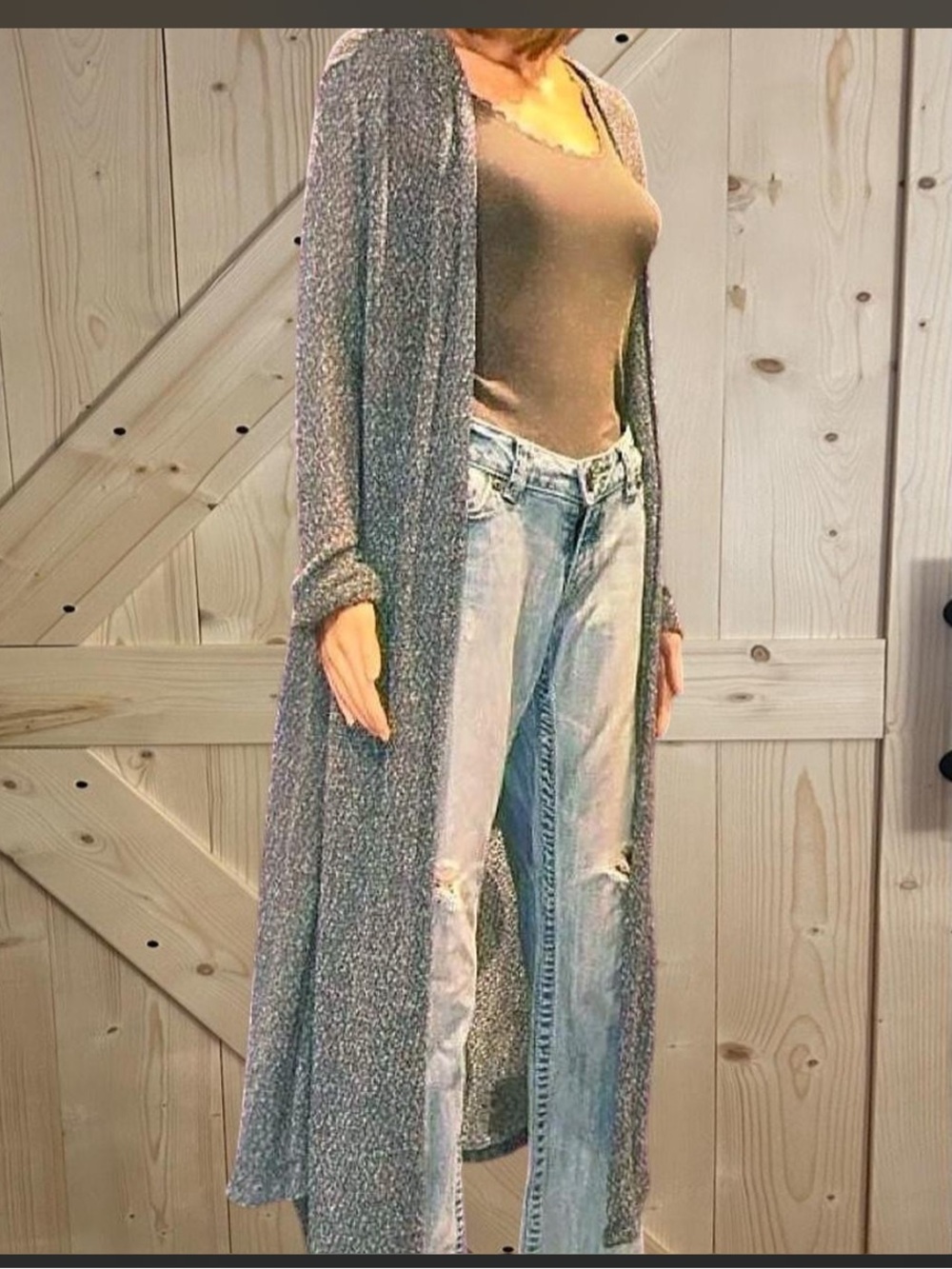Ambiance Long Open-Front Duster Cardigan - Gray